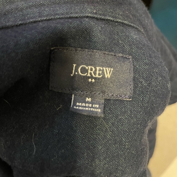J. CREW-Navy Brown Heathered
Chamois Elbow Patch Long Sleeved Shirt - Picture 3 of 4